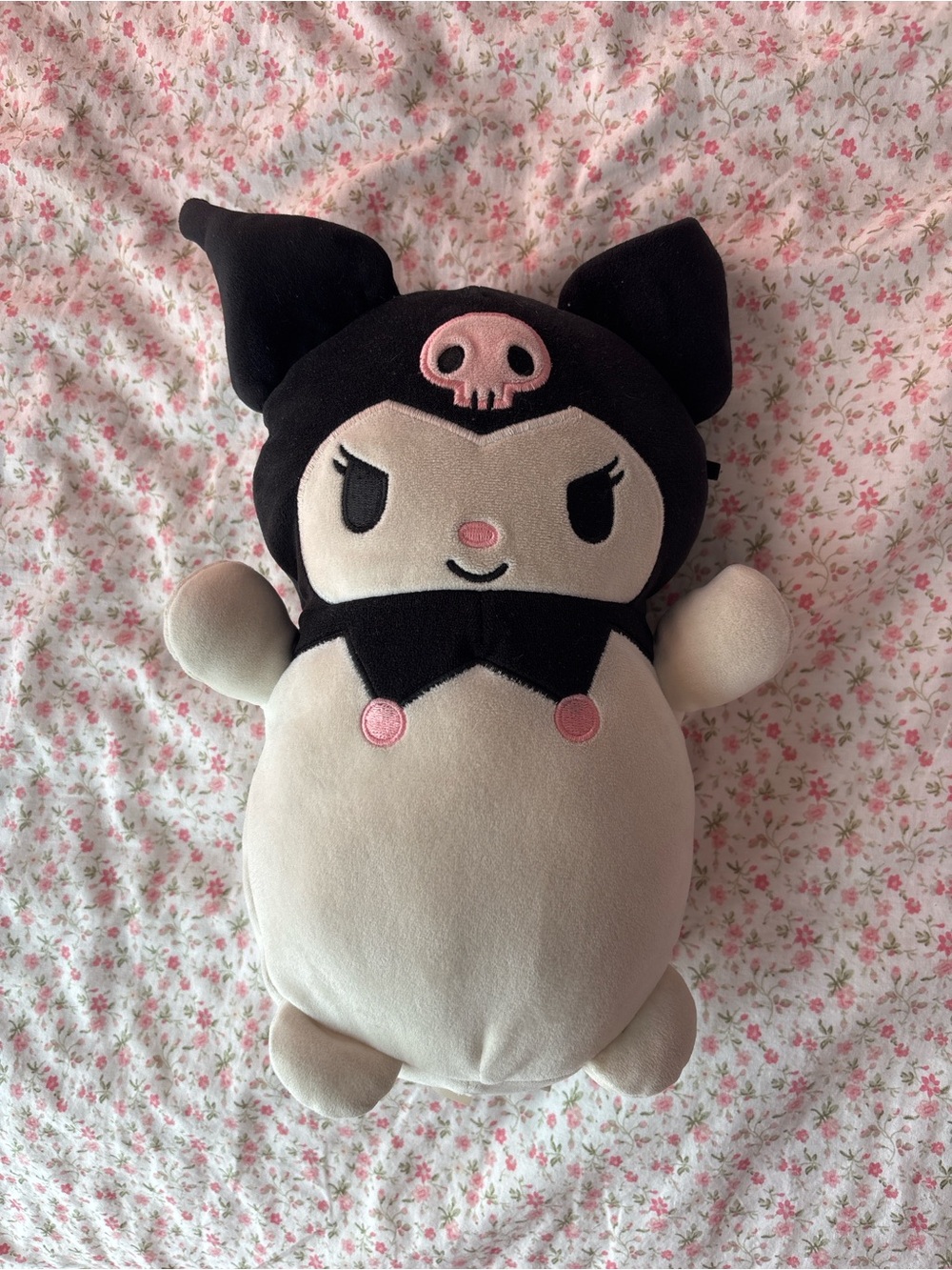 Plush Cat Pillow - Black & Cream Cute Character
